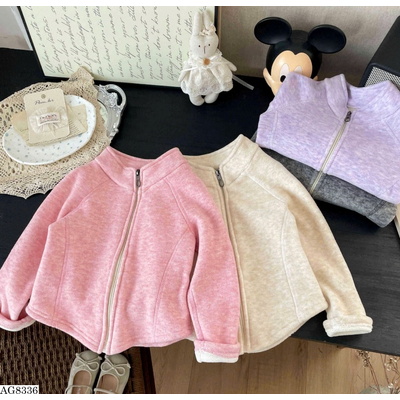AG8336 ÁO KHOÁC NỈ KHÓA KÉO BÉ GÁI