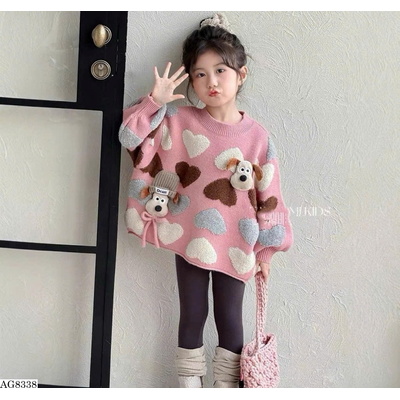 AG8338 ÁO LEN THÊU TRÁI TIM BÉ GÁI giá mới