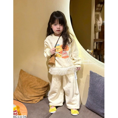 SG13178 BỘ ĐỒ DÀI TAY PHỐI REN BÉ GÁI