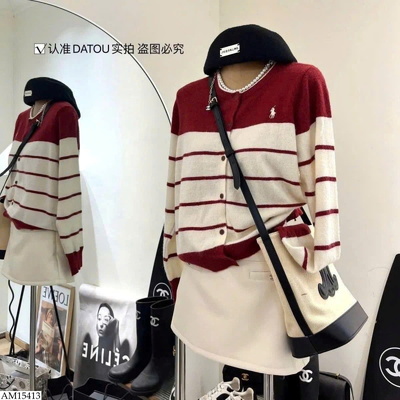 AM15413 ÁO LEN CARDIGAN KẺ
