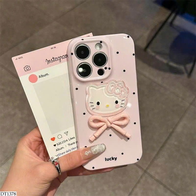 DT1378 ỐP ĐIỆN THOẠI HELLO KITTY CHẤM BI