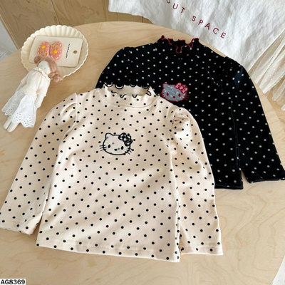 AG8369 ÁO CHẤM BI KITTY CHO BÉ GÁI