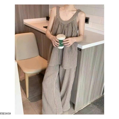 SM3859 BỘ PIJAMA KẺ SỌC 2 DÂY NỮ