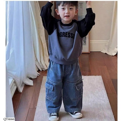 QT4666 QUẦN JEAN TÚI HỘP BÉ TRAI