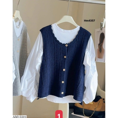 AM15501 SET ÁO TRẮNG MIX GILE ANNA