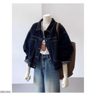 AM15503 ÁO KHOÁC JEANS XANH DƯƠNG BASIC
