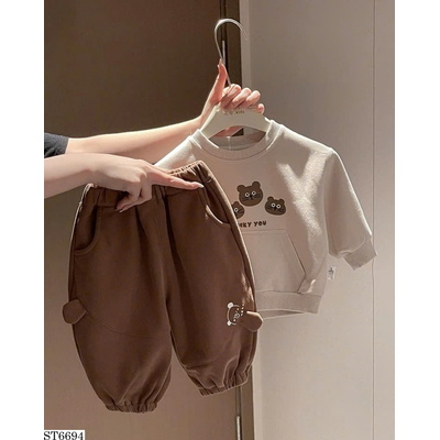 ST6694 BỘ ĐỒ NỈ BÉ TRAI CÓ TÚI ÁO