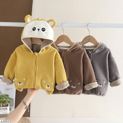 A3553 ÁO KHOÁC TAI GẤU NGỘ NGHĨNH CHO BÉ