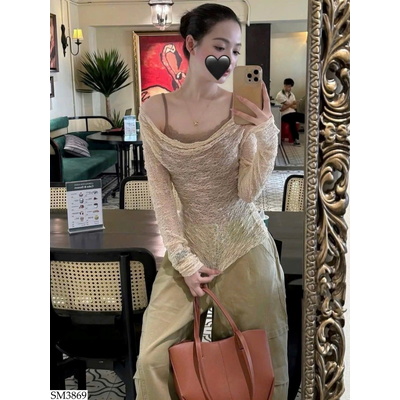 SM3869 SET ÁO 2 DÂY PHỐI ÁO REN NỮ