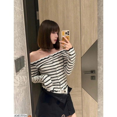 AM15516 ÁO KẺ DÀI TAY HỞ VAI W.G.W.E