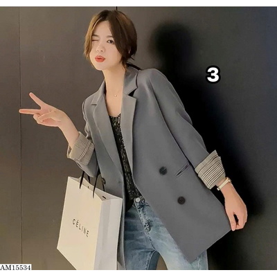 AM15534 ÁO BLAZER TAY KẺ