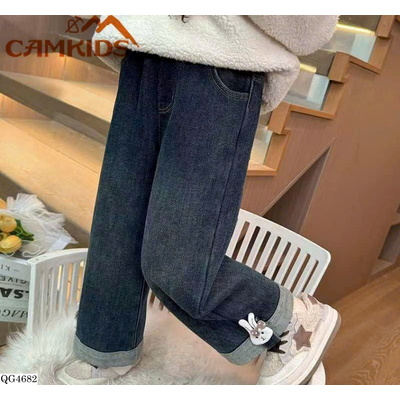 QG4682  QUẦN JEANS ỐNG SUÔNG KẸP THỎ BÉ GÁI
