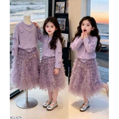SG13278 SET ÁO LEN PHỐI CHÂN VÁY CHO BG