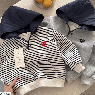 AT9631 ÁO HOODIE KẺ NGANG MIMIYAN