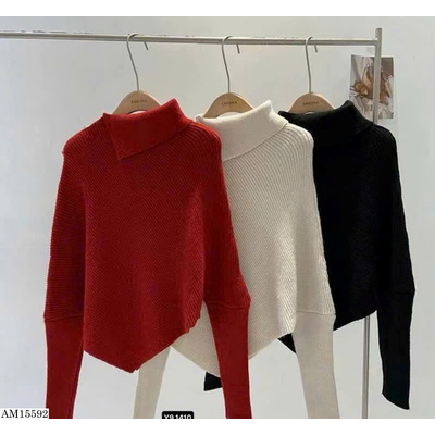 AM15592 ÁO LEN CỔ LỌ OVERSIZE VẠT CHÉO