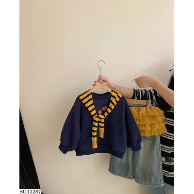 SG13287 SET ĐỒ THU ĐÔNG JEAN MIX VÁY VOAN BÉ GÁI