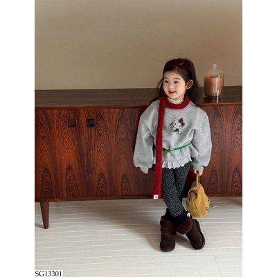 SG13301 SET ÁO NỈ XÁM PHỐI QUẦN DA BEO CHO BG