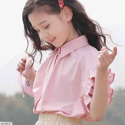 AG8437 ÁO SƠ MI TAY BÈO CHO BÉ GÁI 