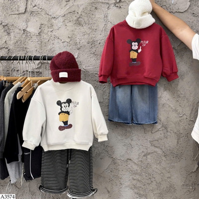 A3574 ÁO NỈ MICKEY LÓT NHUNG CHO BÉ