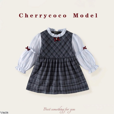 V8658 VÁY KẺ CHO BÉ GÁI HÃNG CHERRYCOCO