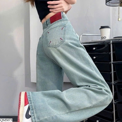 QM5073 JEANS XUÔNG TRƠN MÁC ĐỎ