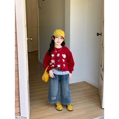 SG13316 SET ÁO NỈ KITTY MIX QUẦN JEAN BG giá mới