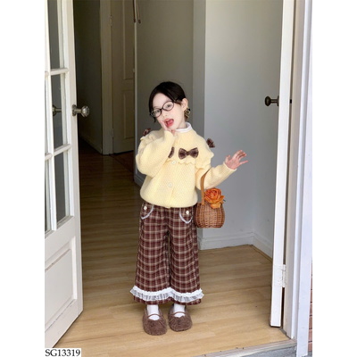 SG13319 SET ÁO LEN NƠ MIX QUẦN KẺ BG