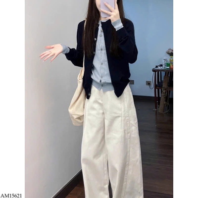 AM15621 ÁO KHOÁC LEN CARDIGAN GIẢ 2 MẢNH CHO NỮ 