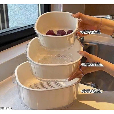 PK11745 BỘ 3 RỔ RỬA & RÁO NƯỚC 2 LỚP ĐA NĂNG
