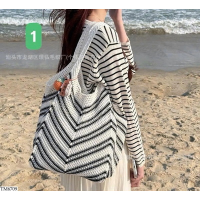 TM6709 TÚI TOTE ĐAN DÂY HỌA TIẾT ZIGZAG