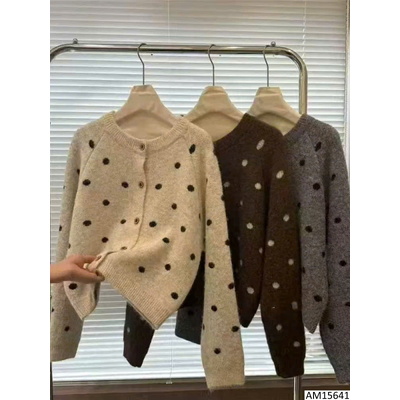 AM15641 ÁO CARDIGAN CHẤM BI NỮ