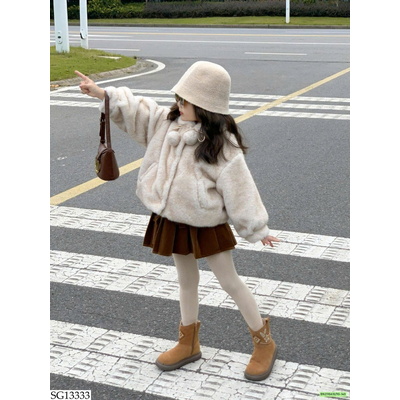 SG13333 SET ÁO KHOÁC LÔNG MIX CV BÉ GÁI