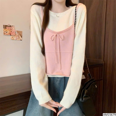 AM15679 ÁO LEN NƠ GIẢ 2 MẢNH NỮ