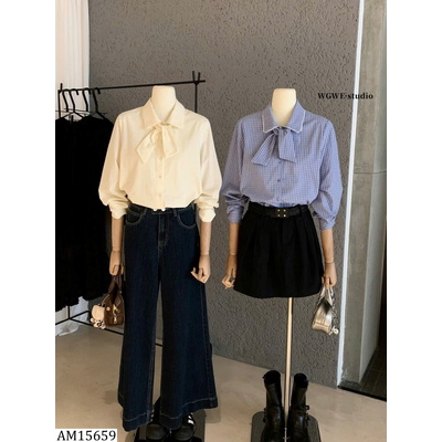 AM15659 ÁO SƠ MI CỔ THẮT NƠ W.G.W.E