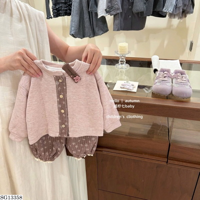 SG13358 BỘ NỈ THU ĐÔNG QUẦN HOA ĐÁNG YÊU BÉ GÁI