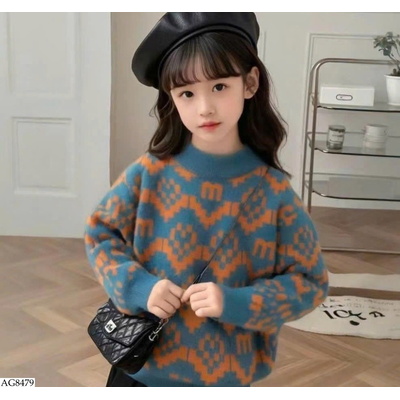 AG8479 ÁO LEN HỌA TIẾT CỔ TRÒN CHO BÉ