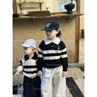 AT9691 ÁO POLO LEN GẤU DÀI TAY WELLKIDS