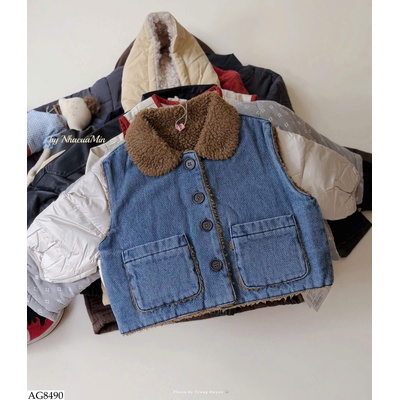 AG8490 ÁO GILE DENIM LÓT LÔNG HÃNG ADBABY
