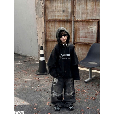 ST6745 SET ÁO HOODIE MIX QUẦN JEAN RÁCH TAIRU BT