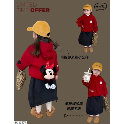 SG13377 ÁO MICKEY ĐỎ PHỐI CHÂN VÁY CHO BÉ GÁI