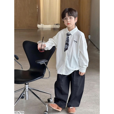 ST6755 SET ÁO SƠ MI CHÓ MIX QUẦN THÔ AMBB
