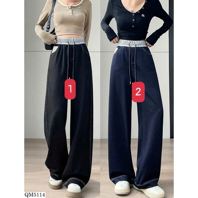 QM5114 QUẦN SUÔNG RỘNG PHỐI LƯNG THUN
