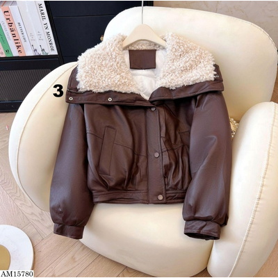 AM15781 ÁO KHOÁC DA CỔ LÔNG CHO NỮ