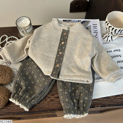 SG13400 SET ÁO CARDIGAN PHỐI QUẦN NỈ