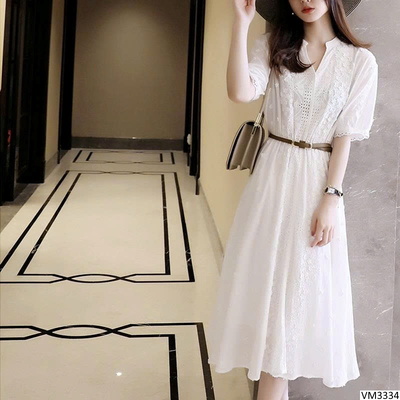 VM3334 VÁY REN TRẮNG THỜI TRANG
