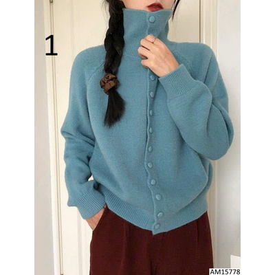 AM15778 CARDIGAN CỔ CAO DÁNG RỘNG