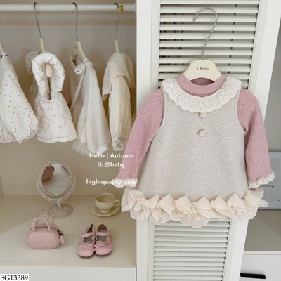 SG13389 SET ÁO HỒNG MIX VÁY SÁT NÁCH BG