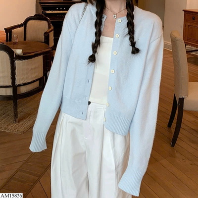AM15836 ÁO CARDIGAN LEN XANH