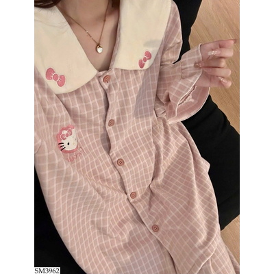 SM3962 BỘ PIJAMA KẺ KITTY NỮ