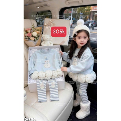 SG13404 SET ÁO NỈ MIX QUẦN LEGGING KẺ NINGLI